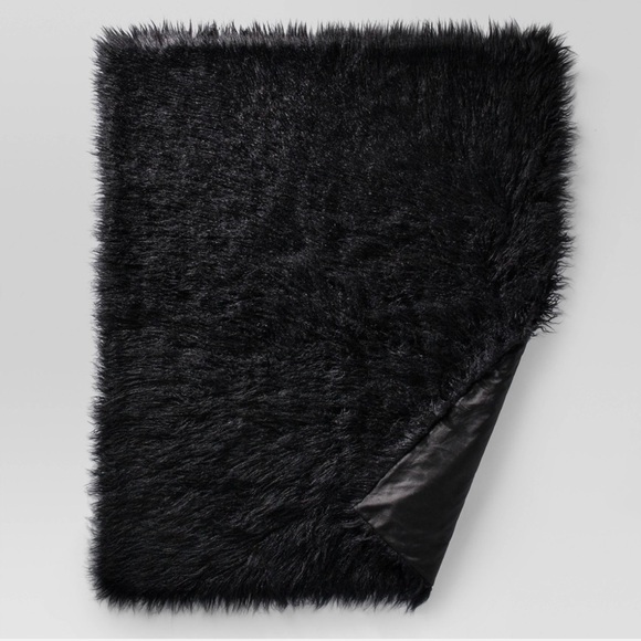 Project 62 Other - Project 62 Black Faux Fur Throw with Satin Bow NWT